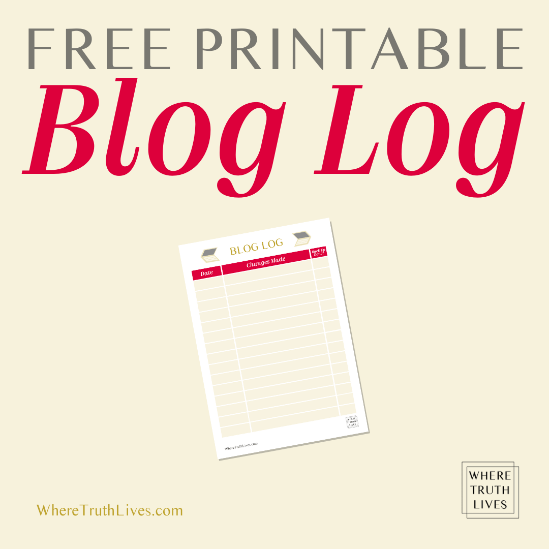 Free Printable Blog Log Tracking Sheet | Find out what a blog log is and why it’s the one thing that will solve most of your blogging struggles (plus, get your own free printable blog log)... | What a Blog Log Is (and Why You Need One!) | Where Truth Lives .com | Christian blog post | blogging, blogger, organization, organized